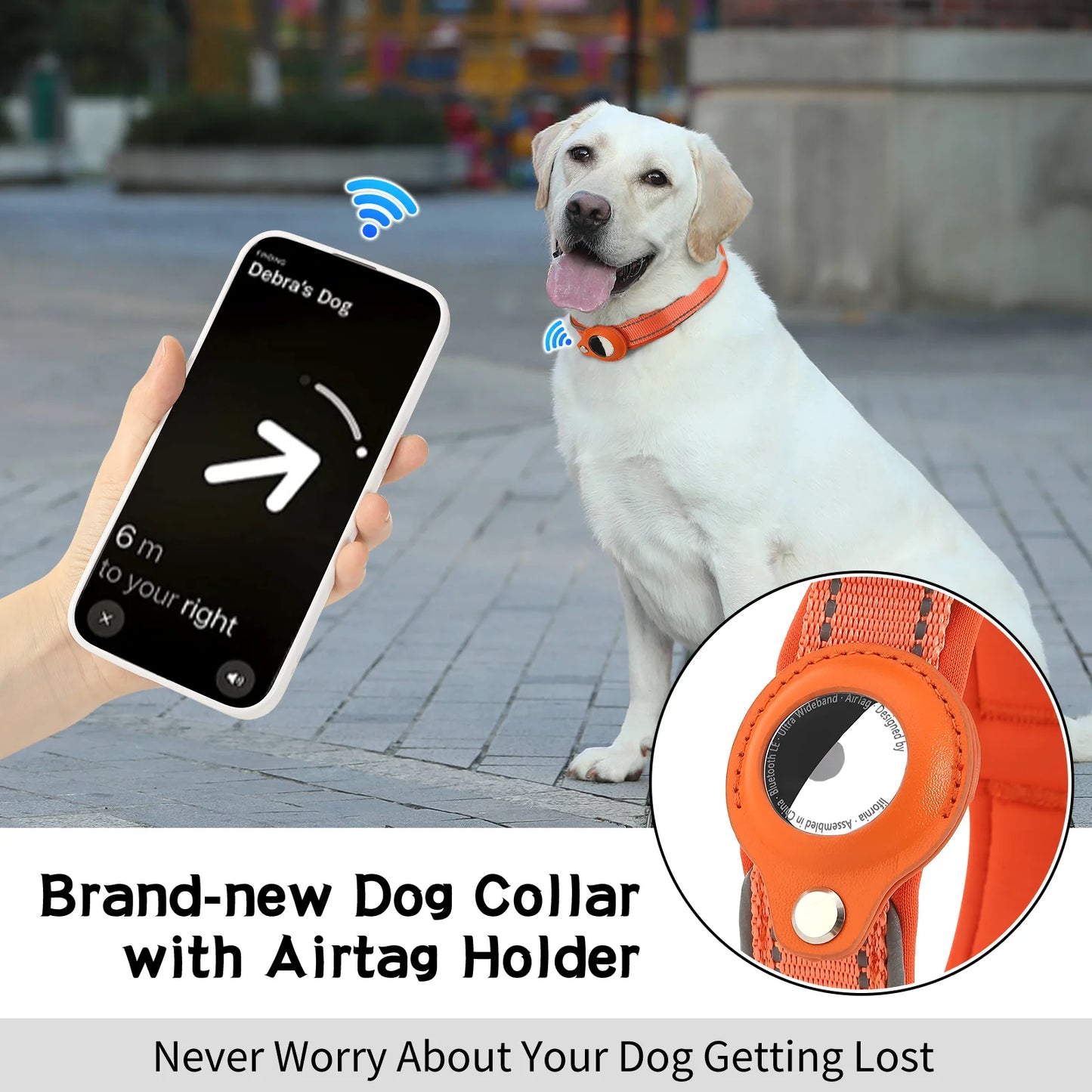 Reflective Airtag Dog Collar, Padded Apple Air Tag Dog Collar, Dog Collar with Airtag Holder Case, Airtag Accessorie